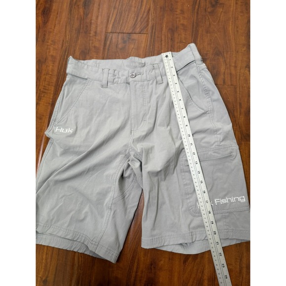 Huk Men's Next Level Shorts Light Grey Performance Fishing Zip Pockets Size M - Picture 4 of 6